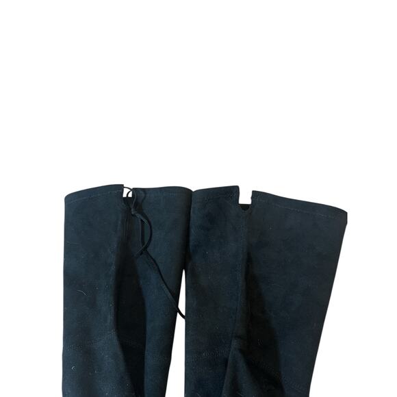 Steve Madden Black Faux Suede Thigh‑High Block Heel Boots Size 10 US - Picture 8 of 9